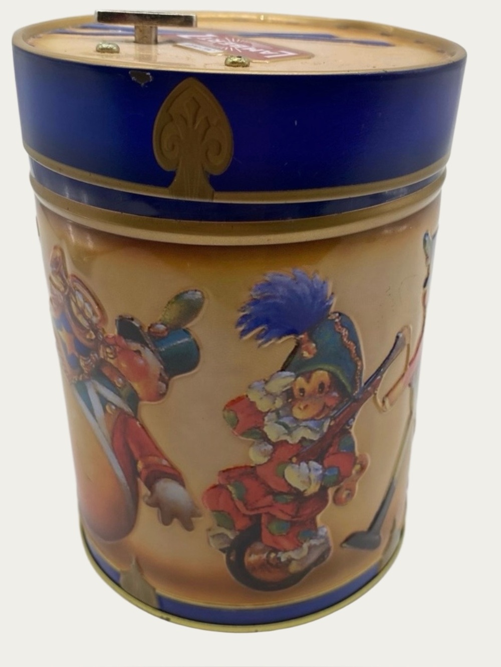 Lambertz Musical Christmas Cookie Jar Box Tin Canister Vintage
